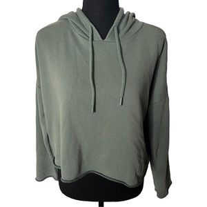 Aerie Forest Green Cropped Long Sleeve Drawstring Hoodie Size Medium 1575-357.